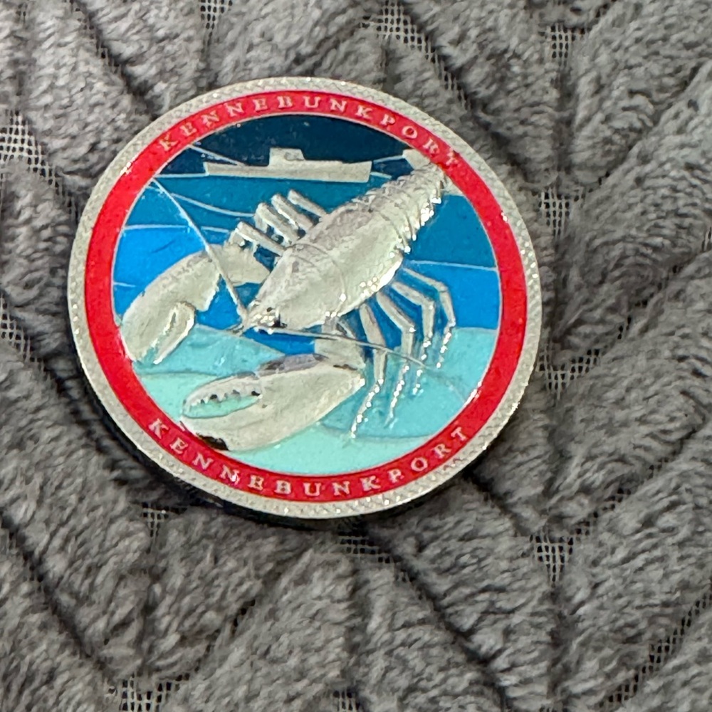 Kennebunkport Coastal Lobster Decorative Coin - Blue & Red-YesFit Coin